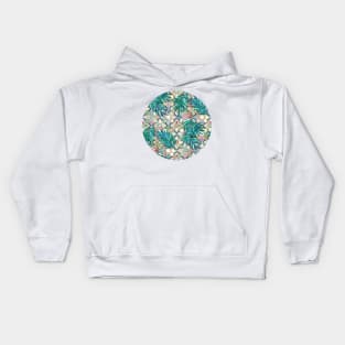 Muted Moroccan Mosaic Tiles with Palm Leaves Kids Hoodie